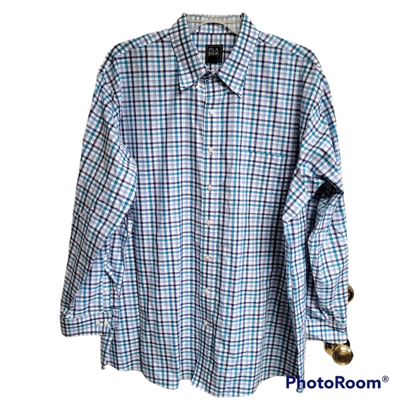 Jos A. Bank Traveler Blue And White Gingham Button Down Shirt Size 2X - Picture 7 of 7